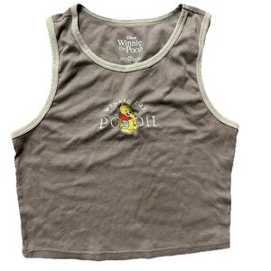 Disney Winnie the Pooh Taupe Tank with Cream Trim